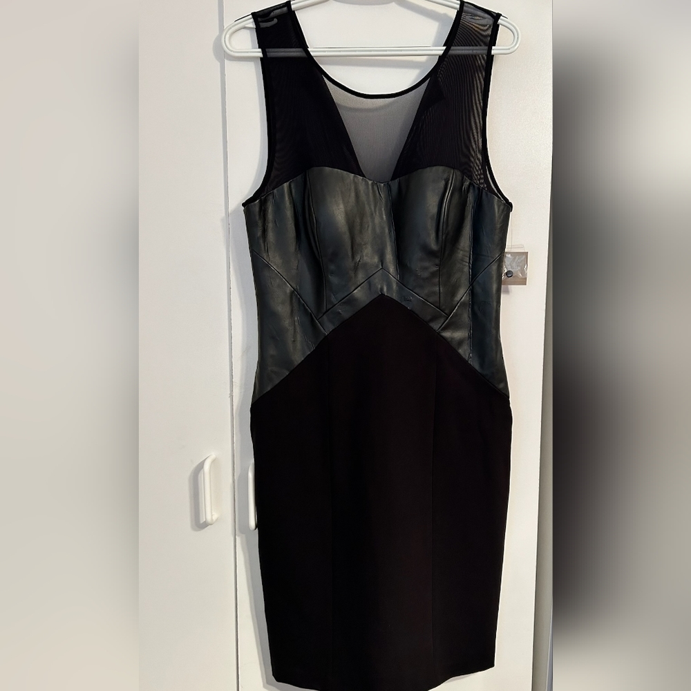 Aidan Little Black Dress w/Vegan Leather Bodice SZ 8